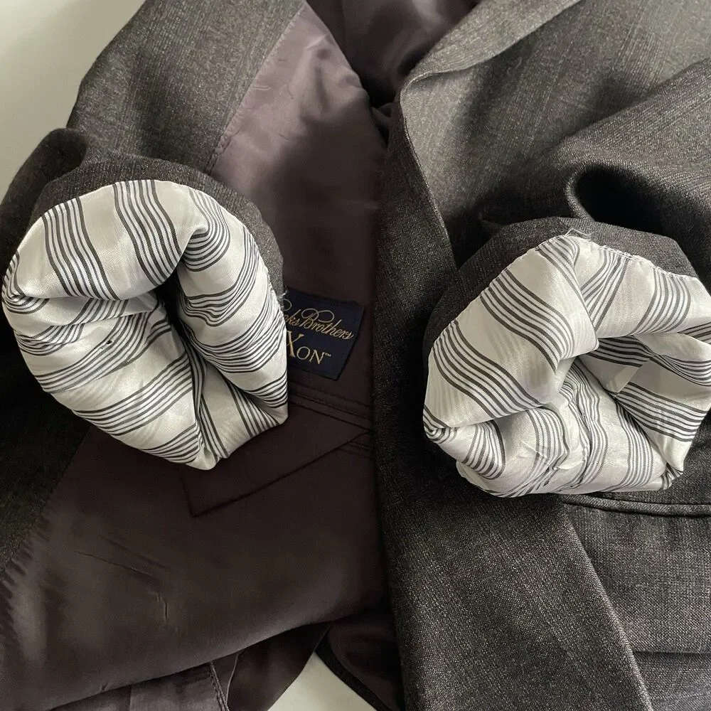Brooks Brothers Makers 1818 Madison Sport Coat Blazer 42L 36W Gray Saxxon Wool